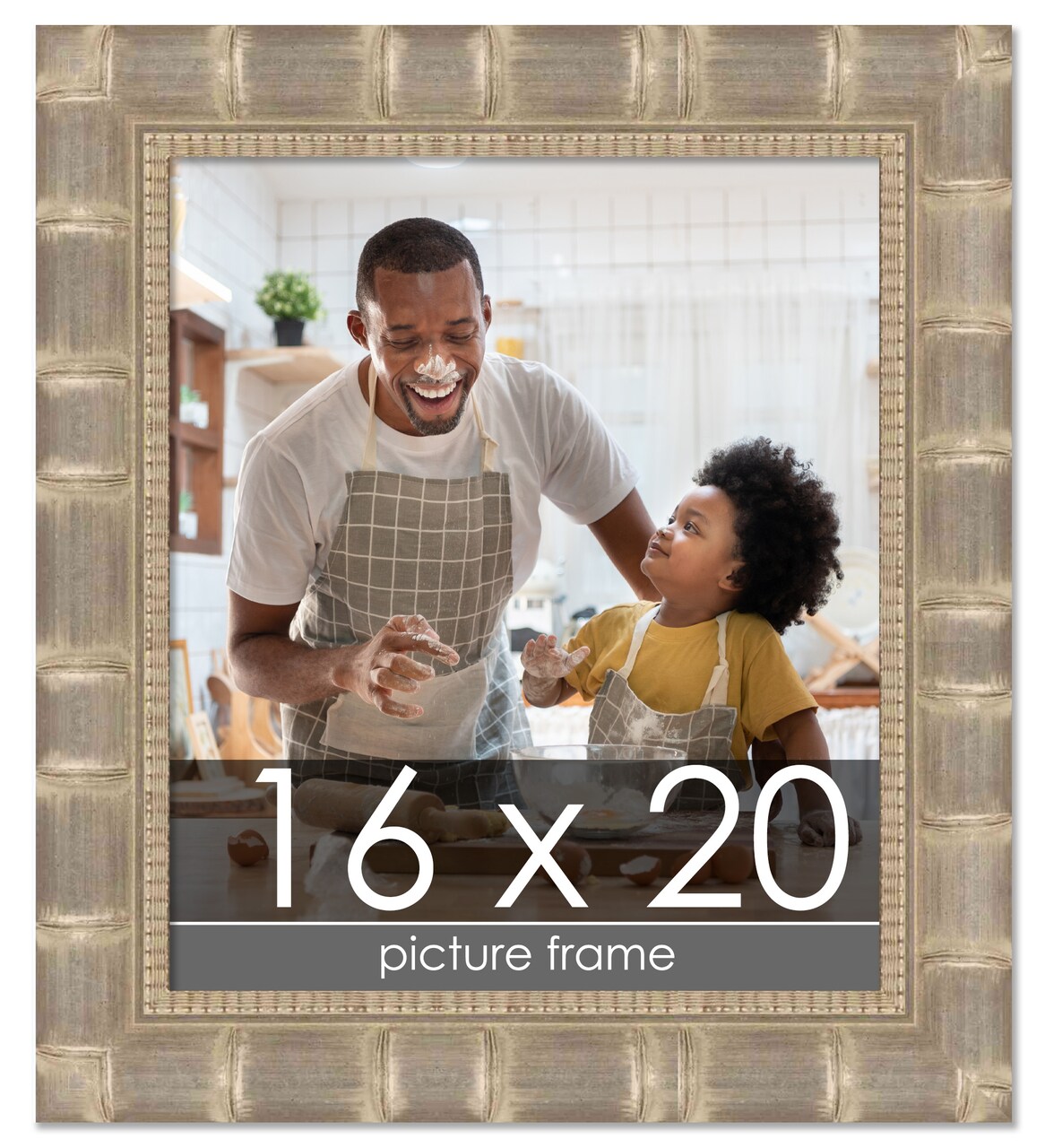 16x20 Wide Bamboo Picture Frame with UV-Resistant Acrylic & Acid Free Backing, Available in 4 Finishes - Brown, Black, Silver, and Natural